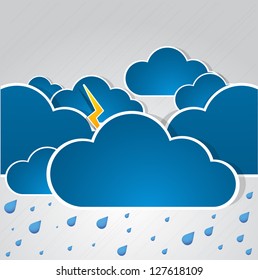 Bad weather background. sky with clouds and lightnings