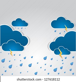 Bad weather background. sky with clouds and lightnings