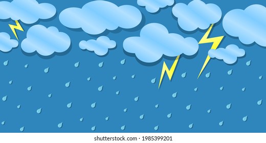 Bad weather background. sky with clouds and lightnings. vector Illustration