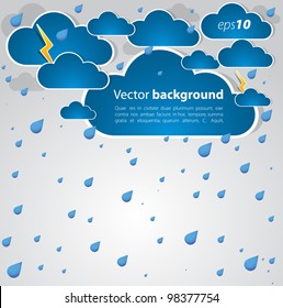 Bad weather background. sky with clouds and lightnings