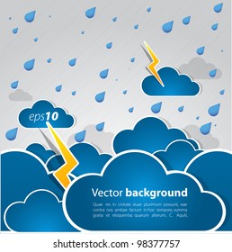 Bad weather background. sky with clouds and lightnings
