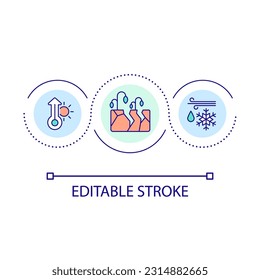 Bad weather condition loop concept icon. Agriculture business risk. Farming challenges. Global problems abstract idea thin line illustration. Isolated outline drawing. Editable stroke. Arial font used