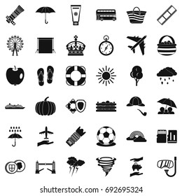 Bad weather icons set. Simple style of 36 bad weather vector icons for web isolated on white background