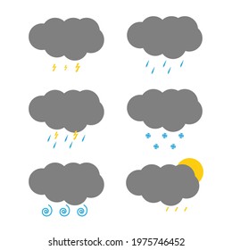 Bad weather icons set vector illustration isolated on white