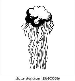 bad weather with rain and lightning
