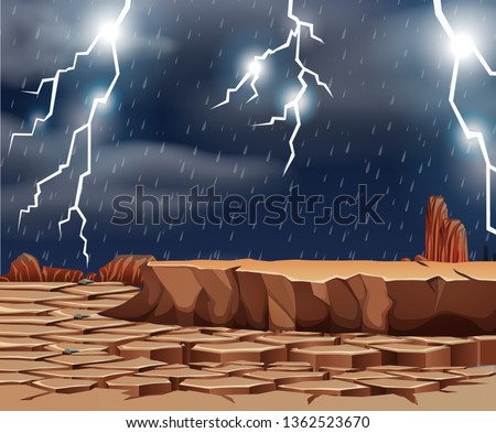 Bad weather at te dry land illustration