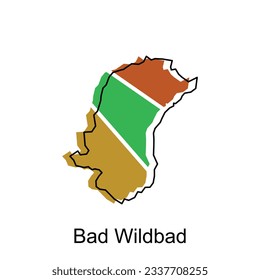Bad Wildbad map, colorful outline regions of the German country. Vector illustration template design