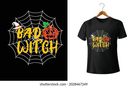 Bad Witch Pumpkin Black T-Shirt, Spider Net Pumpkin Halloween T shirt