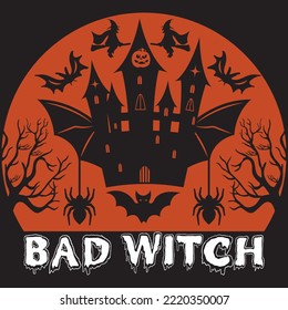 Bad Witch T-shirt Design Vector File.