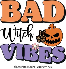 bad witch vibes halloween t shirt design