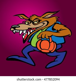 Bad wolf cartoon character. Vector clip art illustration