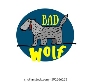 bad wolf, funny animal, text, isolated, predator, dark, evil, gray