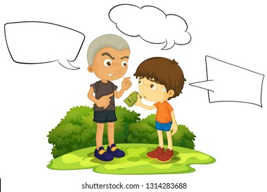 Bad young boy with speech balloon illustration