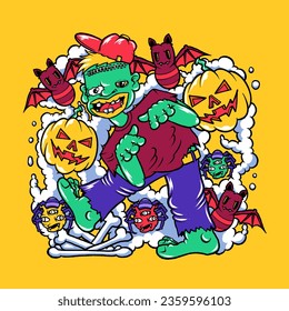 bad zombie cool cartoon illustration