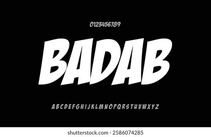 BADABB vector font alphabet with numbers