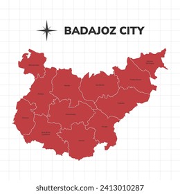 Badajoz City map illustration. Map of the City in Spain