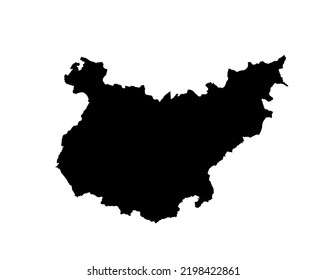 Badajoz map vector silhouette illustration isolated on white background. High detailed illustration. Spain province, part of autonomous community Extremadura. Country in Europe, EU member.
