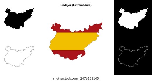 Badajoz province outline map set