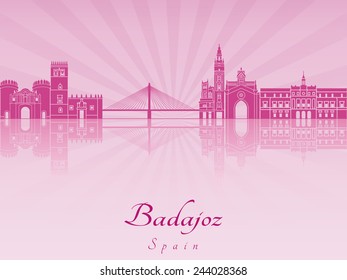 Badajoz skyline in purple radiant orchid in editable vector file