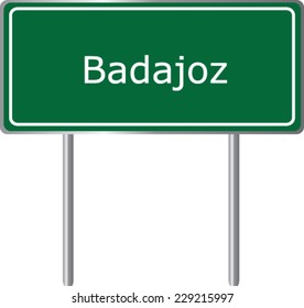 Badajoz , Spain , road sign green vector illustration, road table