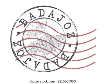 Badajoz, Spain Stamp Map Postal. Silhouette Seal Roads and Streets. Passport Round Design. Vector Icon. Design Retro Travel National Symbol.