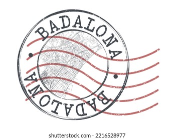 Badalona, Barcelona, Spain Stamp Map Postal. Silhouette Seal Roads and Streets. Passport Round Design. Vector Icon. Design Retro Travel National Symbol.