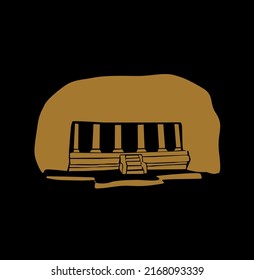Badami Cave Temples in Badami, Karnataka. Badami Cave icon.