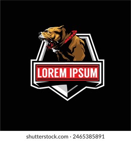 Badass art illustration animal category, Aggressive Pitbull Dog Cartoon Character vector image logo badge template