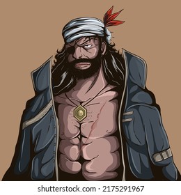 badass bandit pirate vector illustation
