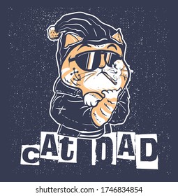 Badass cat dad using beanie and smoked