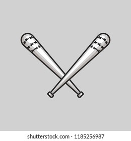 Badass crossed steel spiked baseball bats. Violent Baseball bats with spike vector illustration