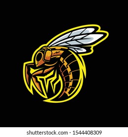 Badass flying bee mascot with sting