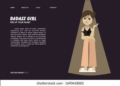 Plantilla de diseño del tema de la chica Badass que se puede utilizar para aplicaciones móviles e icono web, sitio web con capacidad de respuesta, incluido el diseño de interfaz EPS10 Formato de archivo