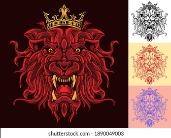 Badass illustration for shirt design. Rock and horror vector. Eps 10. Lion queen vector