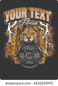 badass lion fitness logo vector design