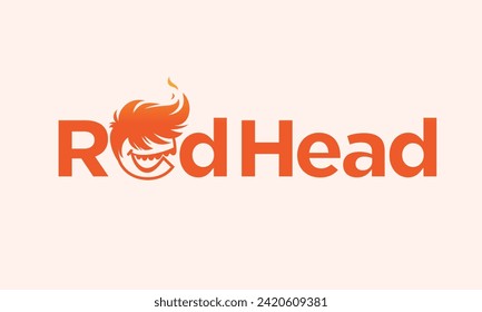 badass red headed kid with flaming hair text illustration