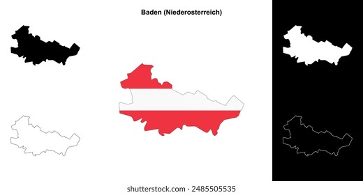 Baden blank outline map set