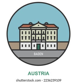 Baden. Cities and towns in Austria. Flat landmark