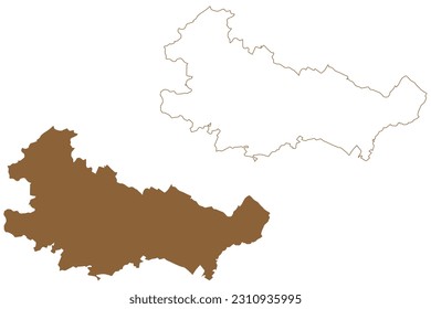 Baden district (Republic of Austria or Österreich, Lower Austria or Niederösterreich state) map vector illustration, scribble sketch Bezirk Baden map