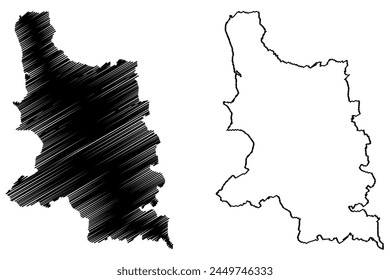 Baden District (Switzerland, Swiss Confederation, Canton of Aargau) map vector illustration, scribble sketch Bezirk Baden map