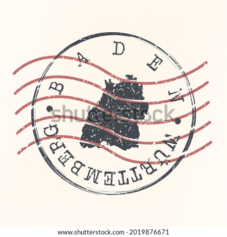 Baden Württemberg, Germany Stamp Map Postal. Silhouette. Passport Round Design. Vector Icon. Design Retro Travel National Symbol.