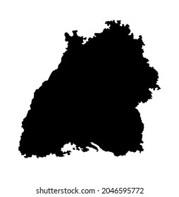 Baden Wurttemberg map vector silhouette illustration isolated on white background. Germany province state Wuerttemberg symbol.