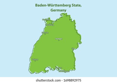 Baden Wurttemberg State Map Germany Country