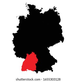 Baden Wuttermberg state highlighted on Germany map Vector EPS 10