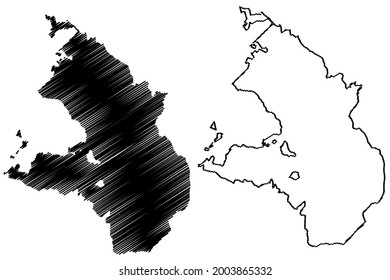 Baden-Baden district (Federal Republic of Germany, Urban district, Baden-Wurttemberg State) map vector illustration, scribble sketch Baden Baden map