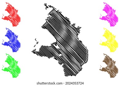 Baden-Baden district (Federal Republic of Germany, Urban district, Baden-Wurttemberg State) map vector illustration, scribble sketch Baden Baden map