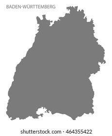 Baden-Wuerttemberg Germany Map in grey