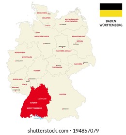 baden-wuerttemberg map with flag
