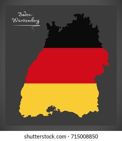 Baden-Wuerttemberg map of Germany with German national flag illustration