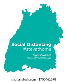 Baden-Wuerttemberg map with Social Distancing stayathome tag